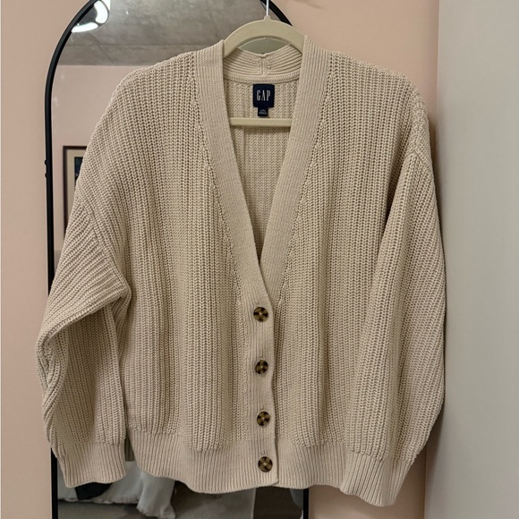 Gap Shaker-Stitch Cardigan 100% Cotton, button v-neck - Picture 3 of 8